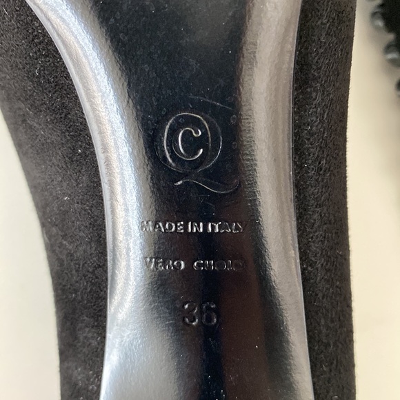 Alexander McQueen suede peep-toe heels with braided leather detail on heel 36/6 - Picture 12 of 16